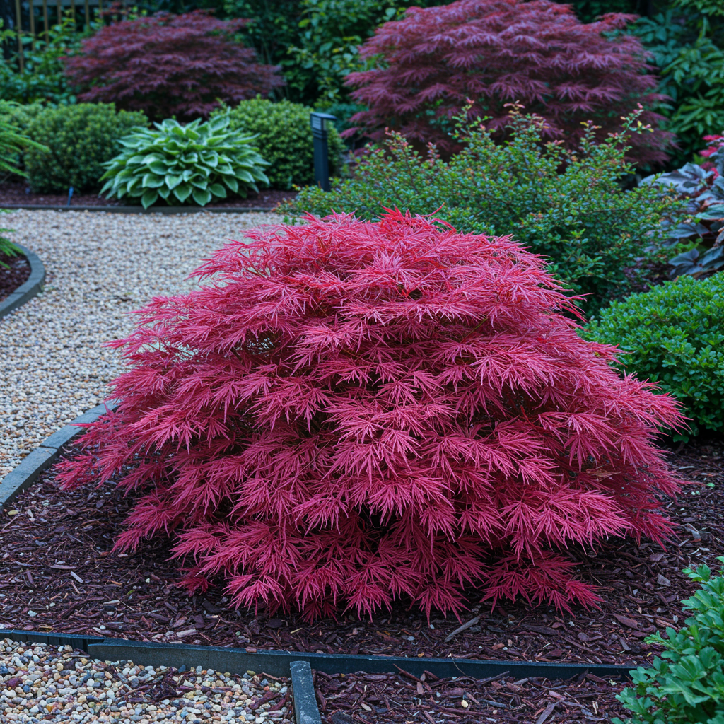 Green boutiQ - Terrasplant - Japanse Esdoorn - Acer palmatum Pink Dwarf - Roze - 1 Plant - Bladverliezend - Pot 19cm Hoogte 70cm