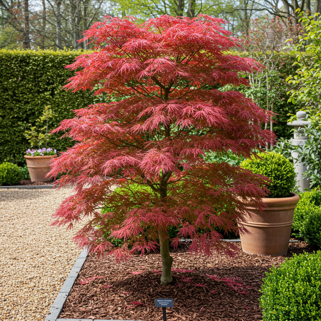 Green boutiQ - Terrasplant - Japanse Esdoorn - Acer palmatum Beni Maiko - Rood - 1 Plant - Bladverliezend - Pot 19cm Hoogte 70cm