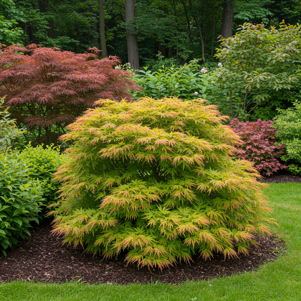 Green boutiQ - Terrasplant - Japanse Esdoorn - Acer palmatum Methamorphosa - Groen - 1 Plant - Bladverliezend - Pot 19cm Hoogte 70cm