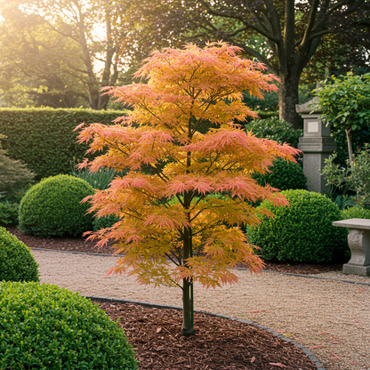 Green boutiQ - Terrasplant - Japanse Esdoorn - Acer palmatum Katsura - Oranje - 1 Plant - Bladverliezend - Pot 19cm Hoogte 70cm