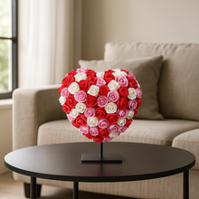 Srce DELUXE na stalku 15 cm – miješana crvena, ružičasta i bijela pjena – u luksuznom poklon pakiranju 15 cm