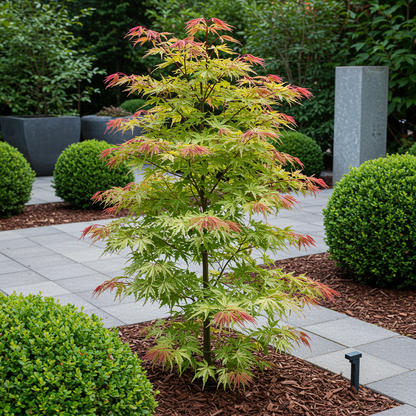 Green boutiQ - Terrasplant - Japanse Esdoorn - Acer palmatum Phoenix - Roze - 1 Plant - Bladverliezend - Pot 19cm Hoogte 70cm