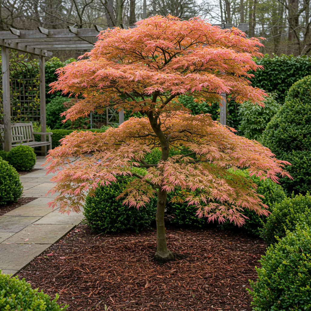 Green boutiQ - Terrasplant - Japanse Esdoorn - Acer palmatum Iyoshi - Roze - 1 Plant - Bladverliezend - Pot 19cm Hoogte 70cm